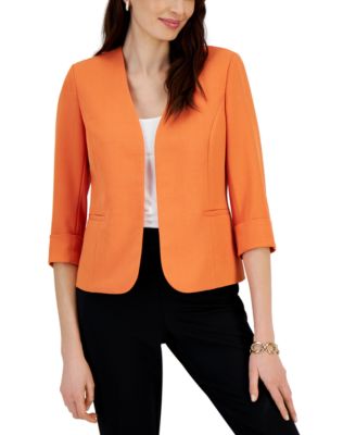 Kasper - Petite Open-Front 3/4-Sleeve Blazer