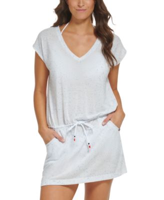 Tommy Hilfiger - Women's Printed Tie-Waist V-Neck Swim Dress Cover-Up