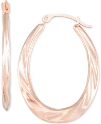 Macy's - Textured Oval Hoop Earrings in 10k Rose Gold