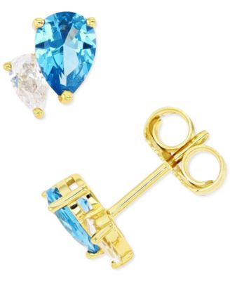 Macy's - Blue Spinel & Cubic Zirconia Double Pear Stud Earrings