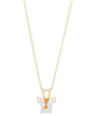 Macy's - Cubic Zirconia Butterfly 15" Pendant Necklace in 14k Gold