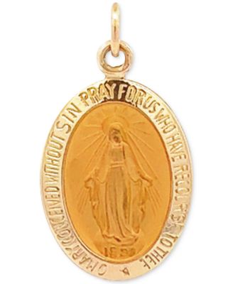 Macy's - 14k Gold Pendant, Oval Miraculous Medal Pendant