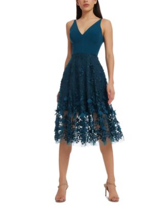 Dress the Population - Plunging Neck Fit & Flare Dress