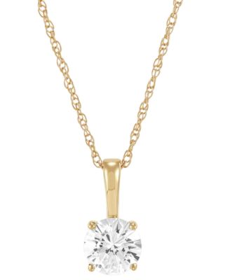 Macy's - Lab-Created Emerald Pendant Necklace (1/2 ct. t.w.) in 14k Gold