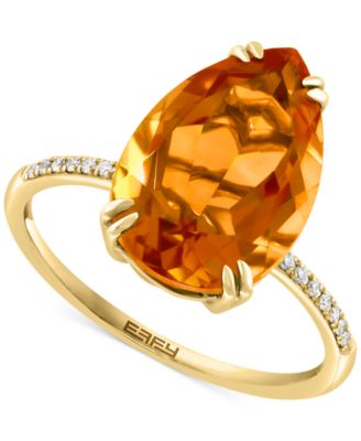 EFFY Collection - Citrine (5-1/6 ct. t.w.) & White Sapphire (1/6 ct. t.w.) Statement Ring in 14k Gold-Plated Sterling Silver