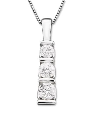 Macy's - Three-Stone Diamond Pendant Necklace in 14k White Gold or 14k Yellow Gold (1/2 ct. t.w.)