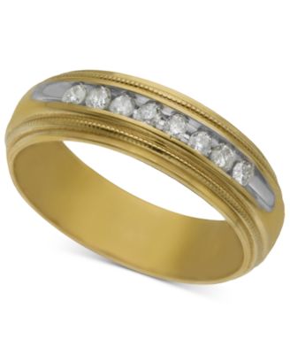 Macy's - Men's Diamond Wedding Band (1/5 ct. t.w.) in 14k Gold