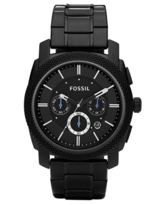Fossil - Men's Chronograph Machine Black Stainless Steel Bracelet Watch 45mm FS4552