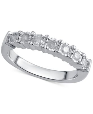 Macy's - Diamond Band (1/4 ct. t.w.) in Sterling Silver or 14k Gold over Sterling Silver