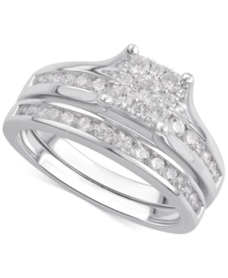 Macy's - Diamond Cluster Channel-Set Bridal Set (1 ct. t.w.)