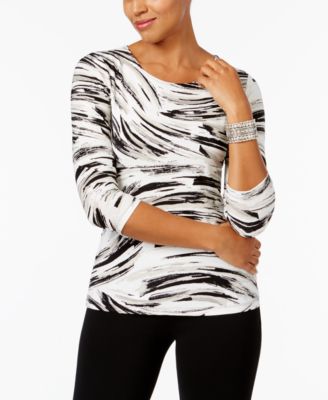 JM Collection - Printed Jacquard Top