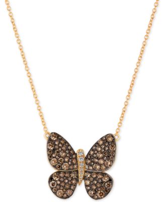 Le Vian - Diamond Butterfly Pendant Necklace (1-7/8 ct. t.w.) in 14k Rose Gold