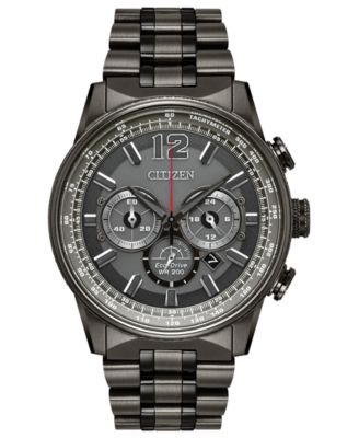 Citizen - Men's Eco-Drive Chronograph Nighthawk Gray Stainless Steel Bracelet Watch 43mm