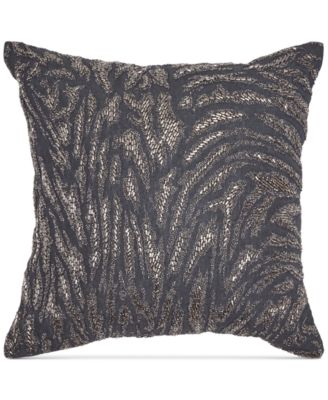 Donna Karan - Moonscape Charcoal Beaded 18" Square Decorative Pillow