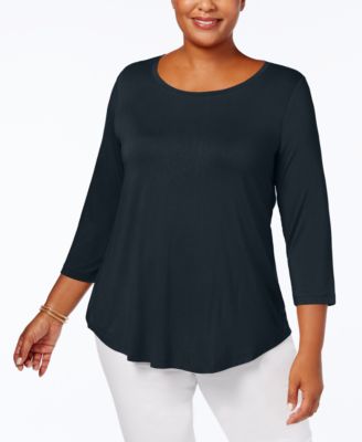 JM Collection - Plus Size Three-Quarter Sleeve Top