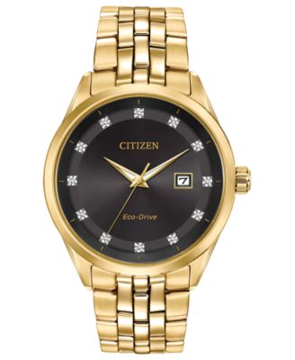 Citizen - Men's Eco-Drive Corso Diamond-Accent Gold-Tone Stainless Steel Bracelet Watch 41mm