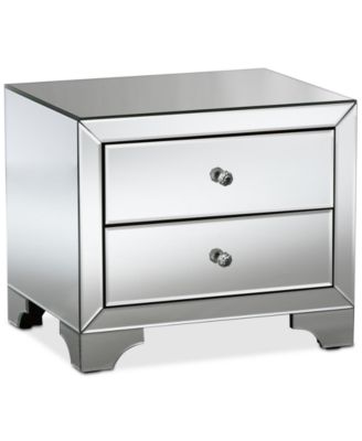 Furniture - Farrah Mirrored Nightstand, Quick Ship