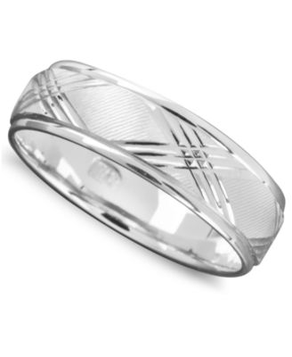 Macy's - Men's  X Engraved Band in 14k White Gold