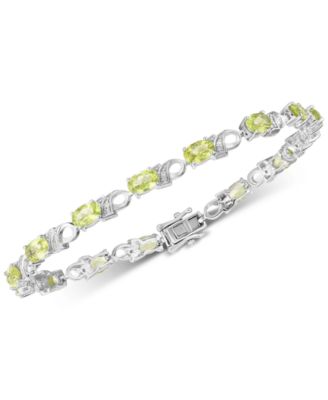Macy's - Peridot (6 ct. t.w.) & Diamond Accent Link Bracelet in Sterling Silver