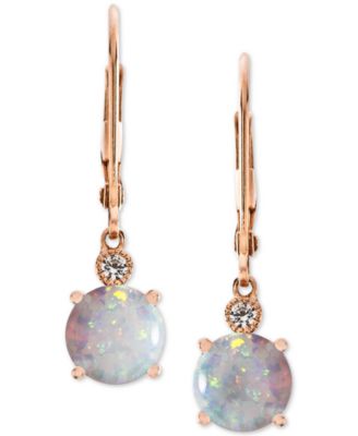 Macy's - Lab-Created Opal (1-1/2 ct. t.w.) & White Sapphire Accent Drop Earrings in 14k Rose Gold-Plated Sterling Silver