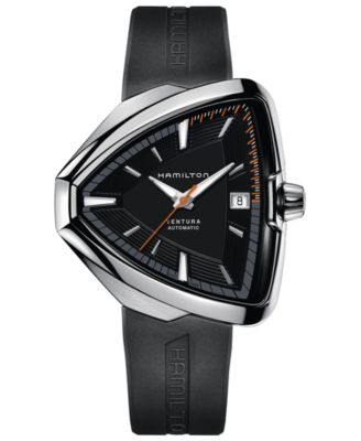 Hamilton - Men's Swiss Automatic Ventura Elvis80 Black Rubber Strap Watch 44.6mm