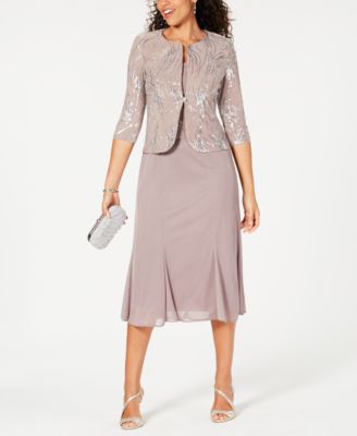 Alex Evenings - Sleeveless Sequin Midi Dress and Jacket