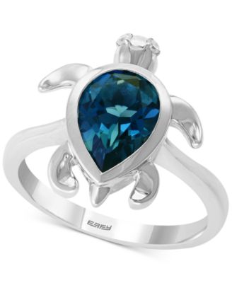 EFFY Collection - London Blue Topaz (2-3/8 ct. t.w.) & Diamond Accent Turtle Ring in Sterling Silver