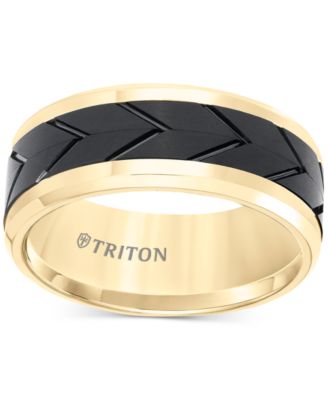 Triton - Men's Black Tread Design Band in Tungsten Carbide