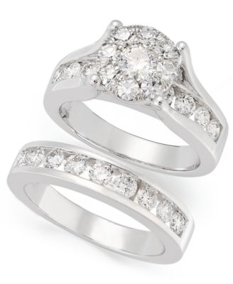 Macy's - Diamond Engagement Ring and Wedding Band Bridal Set in 14k White Gold (2 ct. t.w.)