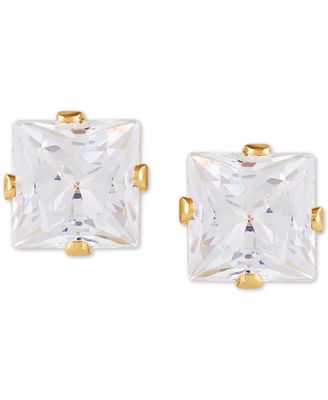 Macy's - Swarovski Zirconia Princess Stud Earrings in 14k Gold