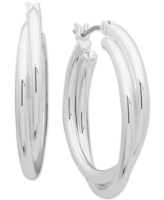 Anne Klein - Silver-Tone Twist Hoop Earrings