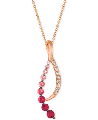 Le Vian - Passion Ruby (1/6 ct. t.w.), Bubblegum Pink Sapphire (5/8 ct. t.w.) & Vanilla Sapphire (1/5 ct. t.w.) Pendant Necklace in 14k Rose Gold