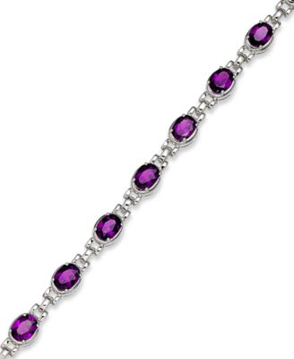 Macy's - Sterling Silver Bracelet, Amethyst Oval Link Bracelet (11 ct. t.w.)