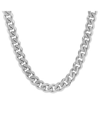 STEELTIME - Men's Stainless Steel Thick Accented Cuban Link Style Chain from