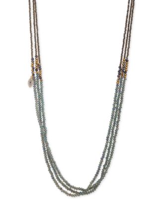 lonna & lilly - Gold-Tone Pav&eacute; Evil Eye Charm Beaded 36" Triple-Strand Necklace