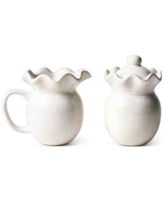 Coton Colors - White Ruffle Cream & Sugar Set
