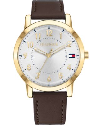 Tommy Hilfiger - Men's Brown Leather Strap Watch 42mm