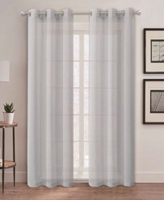 Dainty Home - Au Natural 38" x 84" Canvas Mesh Semi-Sheer Curtain Set