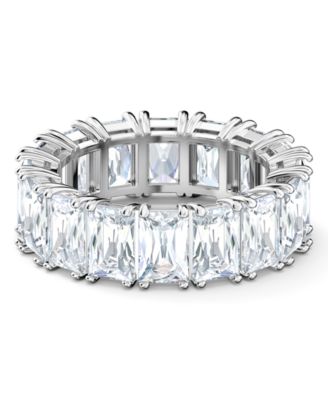 Swarovski - Silver-Tone Baguette-Crystal Wide Ring