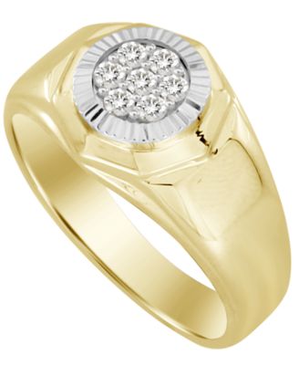 Macy's - Men's Diamond (1/4 c t. t.w.) Ring in 10K Yellow and White Gol