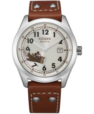 Citizen - Men's Mickey Aviator Brown Leather Strap Watch 40mm