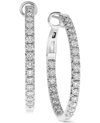 Macy's - Diamond In & Out Hoop Earrings (1 ct. t.w.) in 14K Gold or 14K White Gold