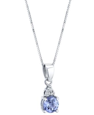 Macy's - Tanzanite (5/8 ct. t.w.) & Diamond Accent 18" Pendant Necklace in 14k White Gold