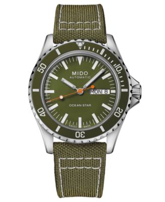 Mido - Men's Swiss Automatic Ocean Star Tribute Green Fabric Strap Watch 41mm