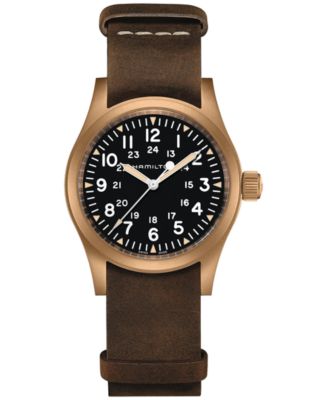 Hamilton - Men's Swiss Mechanical Khaki Field Brown Leather Strap Watch 38mm
