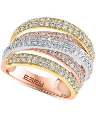 EFFY Collection - Diamond Multirow Crossover Statement Ring (1-3/8 ct. t.w.) in 4k Gold, White Gold & Rose Gold
