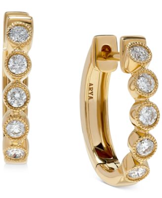 Macy's - Diamond Bezel Hoop Earrings (3/8 ct. tw) in 14K Gold