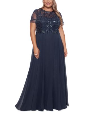 XSCAPE - Plus Size Embellished Chiffon Ball Gown