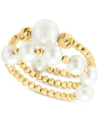 EFFY Collection - Cultured Freshwater Pearl (4-1/2 - 7mm) Beaded Coil Ring in 14k Gold
