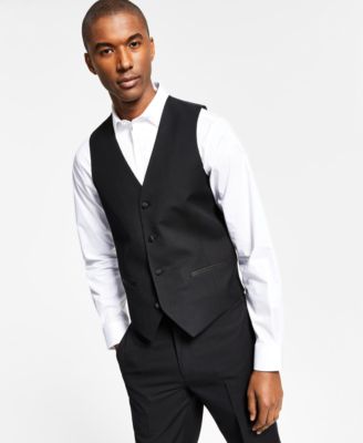 Alfani - Men's Slim-Fit Stretch Black Twill Suit Vest